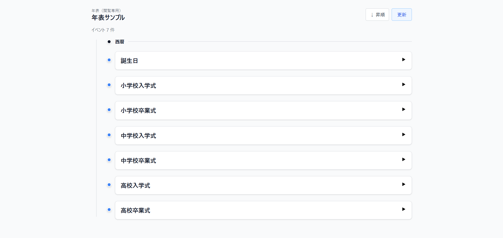 年表の開き方(設定メニュー)