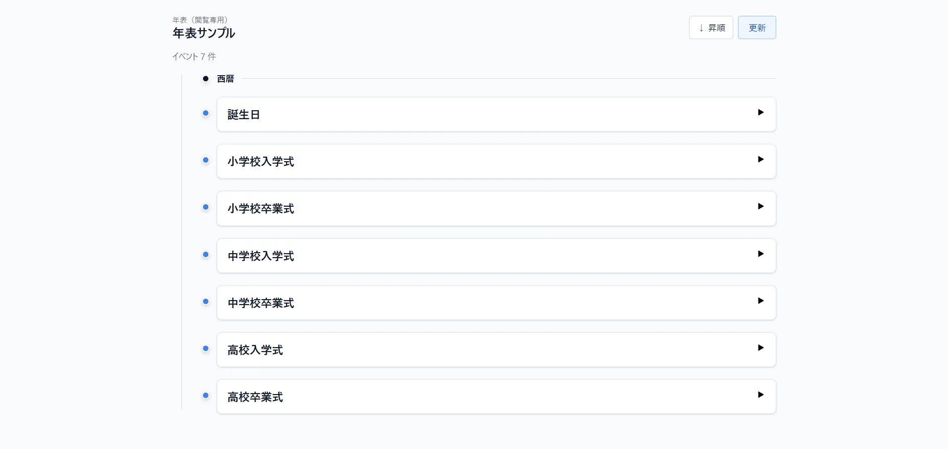 年表の開き方(設定メニュー)