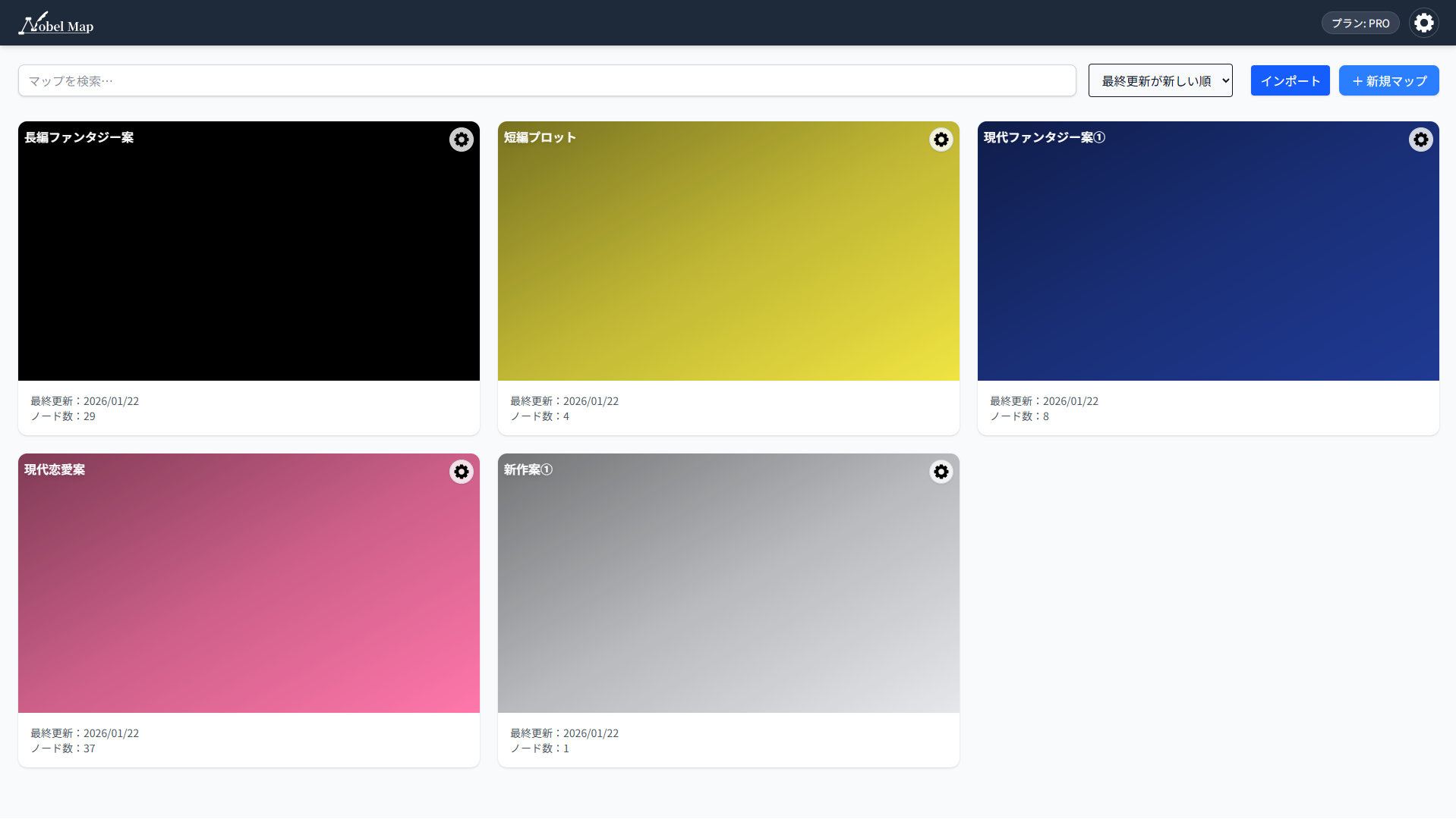作品データの管理画面